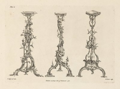 Three Designs for Torcheres in the Chinese Taste (Plate 13 of One Hundred and Fifty New Designs) by Thomas Johnson